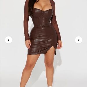 Fashion Nova Brown Faux Leather Mini Skirt